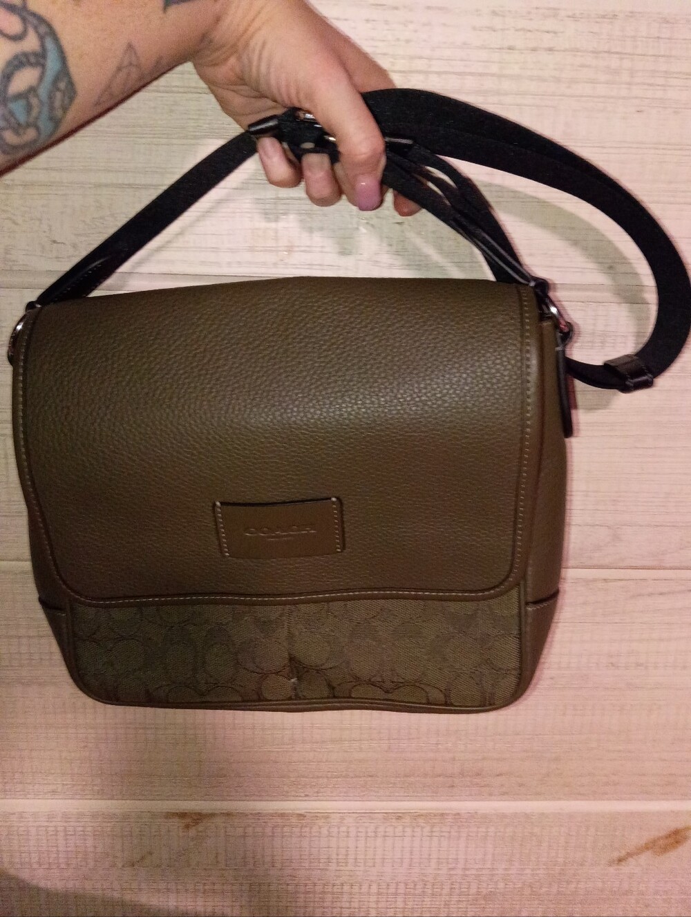 Coach Olive Green Signature Crossbody Bag